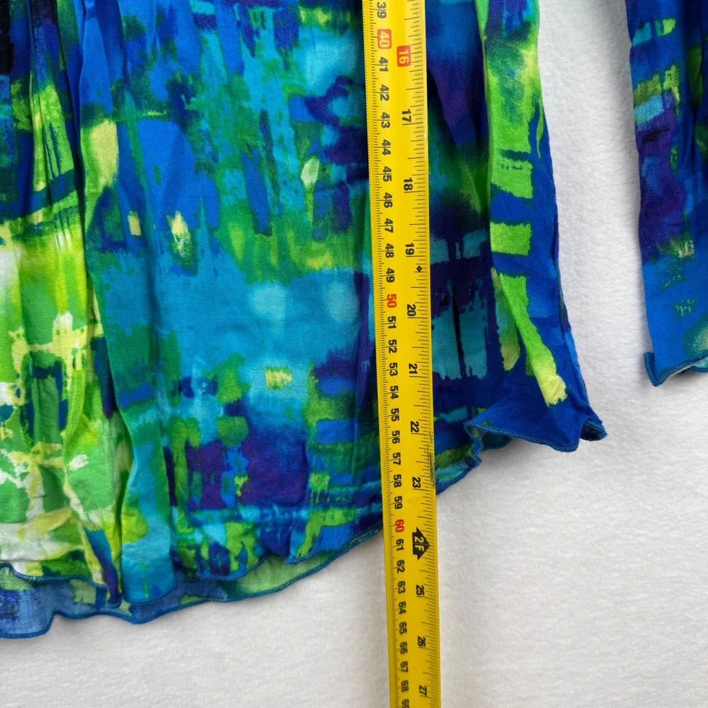 Joseph Ribkoff Blue‎ Green Print Embellished V-Neck 3/4 Sleeve Blouse Top 10